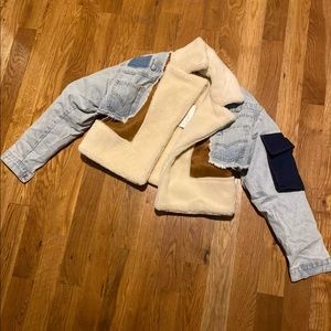 Crop jean and faux fur jacket